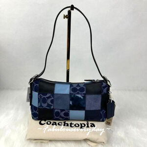 Coach Small Slouchy Alter Ego Shoulder Bag Patchwork Sig Leather Blue CFF99 NWT